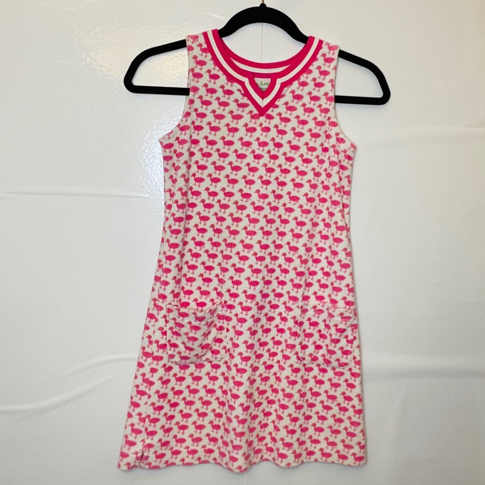 Lilly Pulitzer Girls Dress Terrycloth Pink Ducks